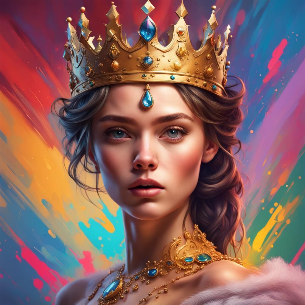 Intricately Detailed Princess with Crown Portrait