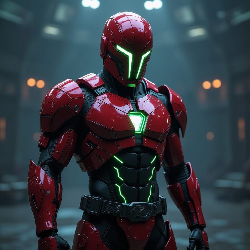 Biomechanical Gladiator with Glowing Hybrid Engine Core