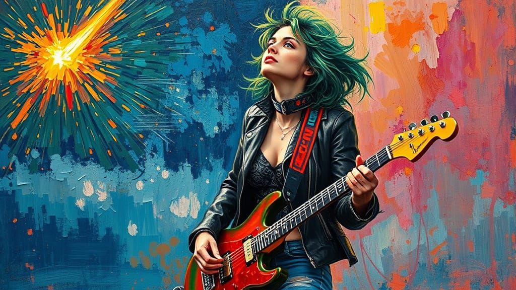 Electric Goddess Blazing Meteor in Neo-Impressionist Style