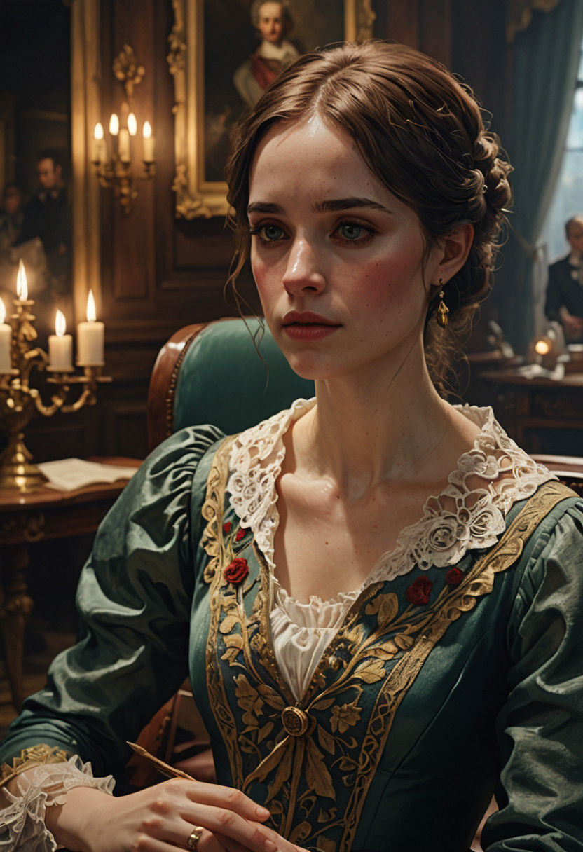 Surrealistic Portrait of a Daydreaming Lady in Regency-Era A...