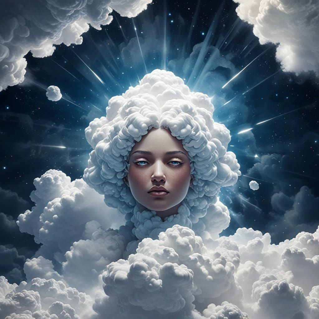 Celestial Face in Clouds: A Powerful and Dreamlike Portrait