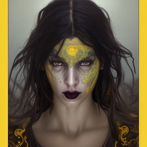 Realistic Witch Portrait with Yellow Eyes in Super HD