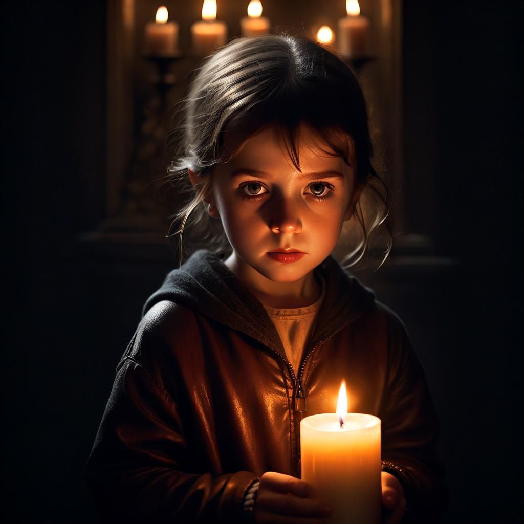 A face lit up by a candle