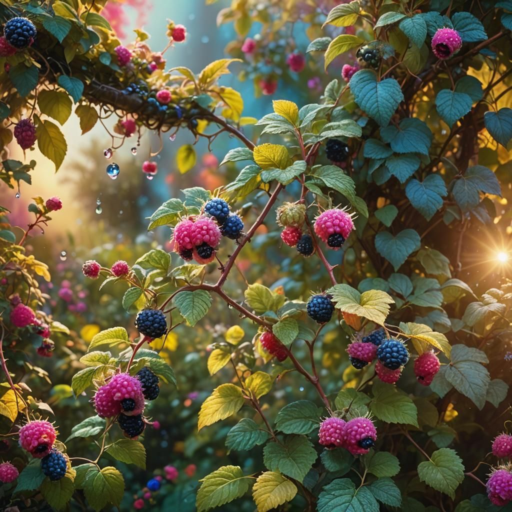 Rainbow Bramble in Whimsical Fantasy Garden