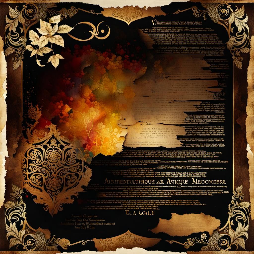 Vintage Watercolor Collage with Antique Paper and Gold Accen...