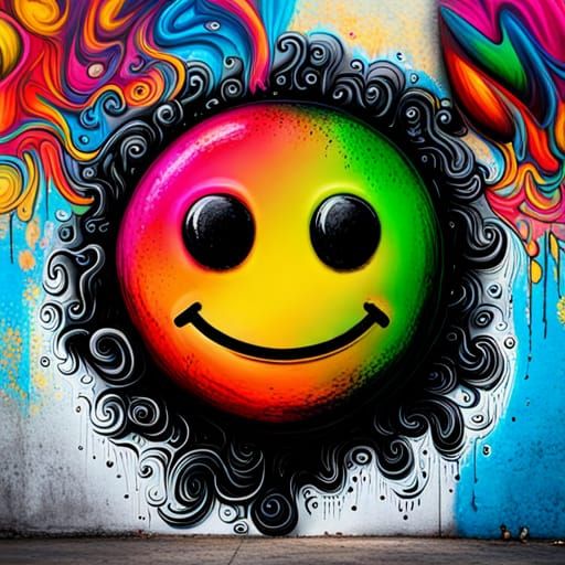 Colorful Smiley Graffiti Art in Ultra Quality