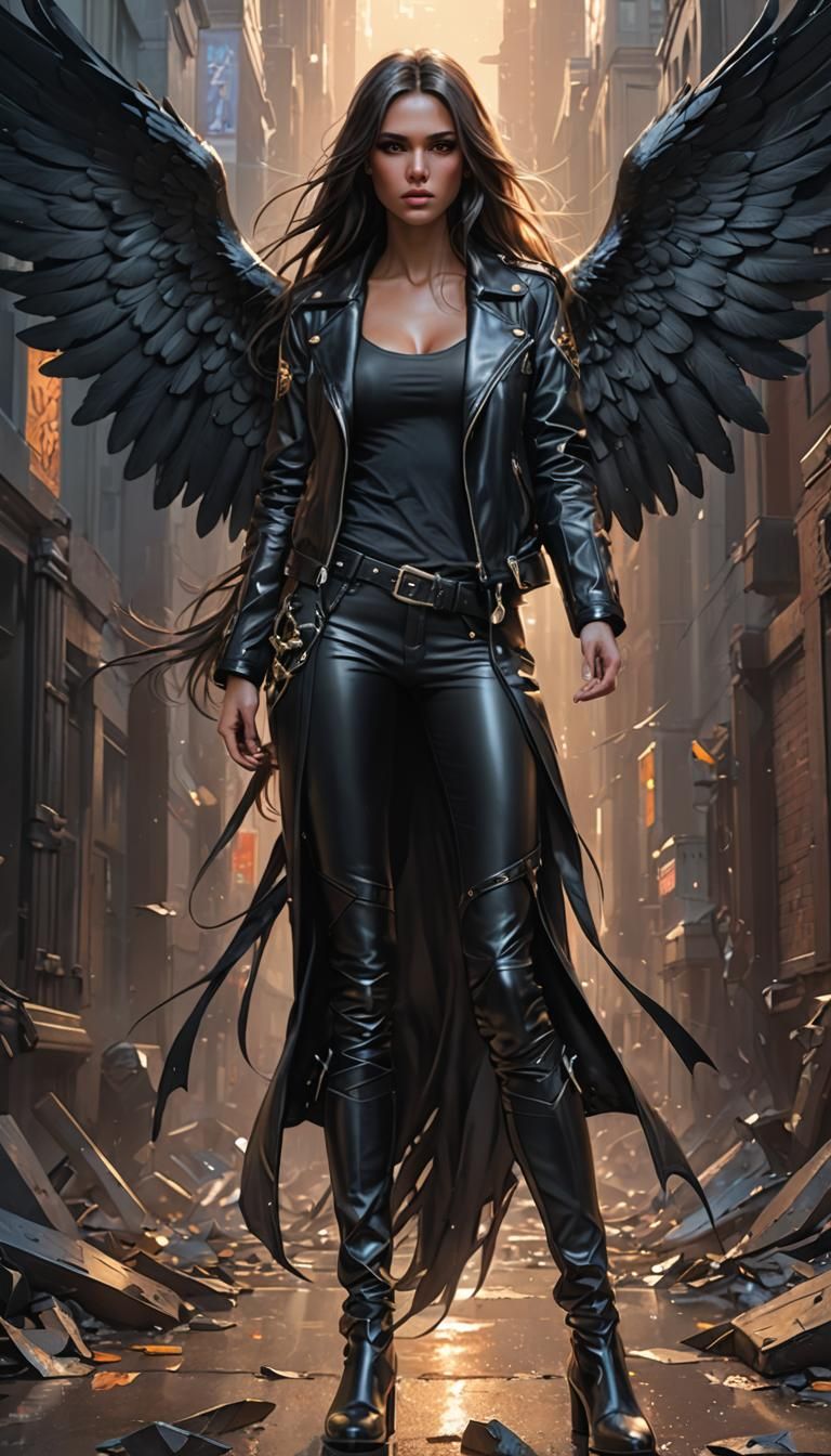 Fallen Angel in Leather, Hyperdetailed Art