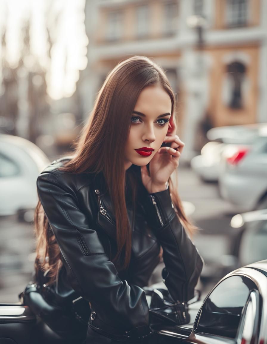 Girl in Car with Luxurious Interior