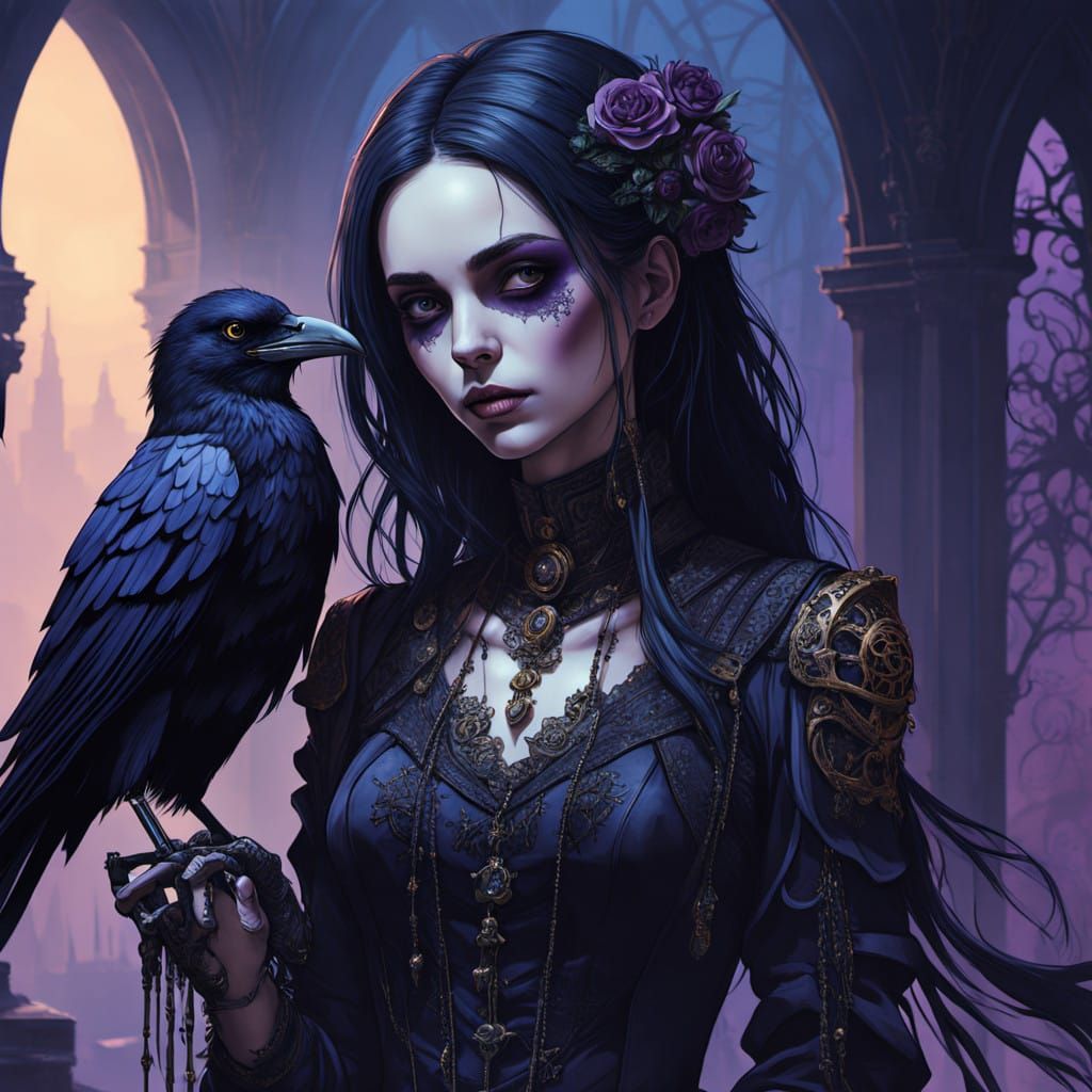 Gothic Skeleton Girl in Elegant Victorian Attire