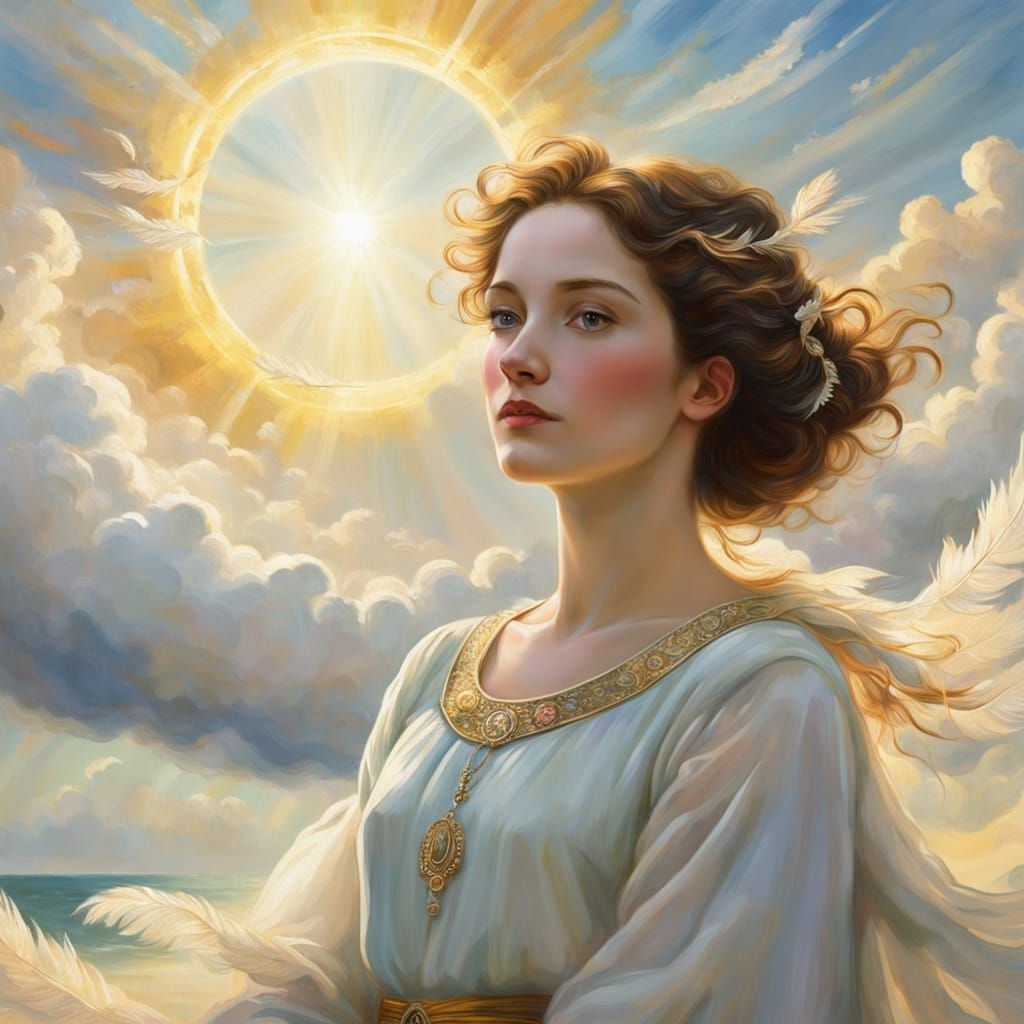 Serene Angel in Heavenly Light