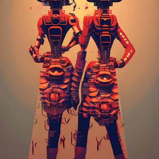 Afrofuturistic Trio in Japanese Pop Surrealism Style