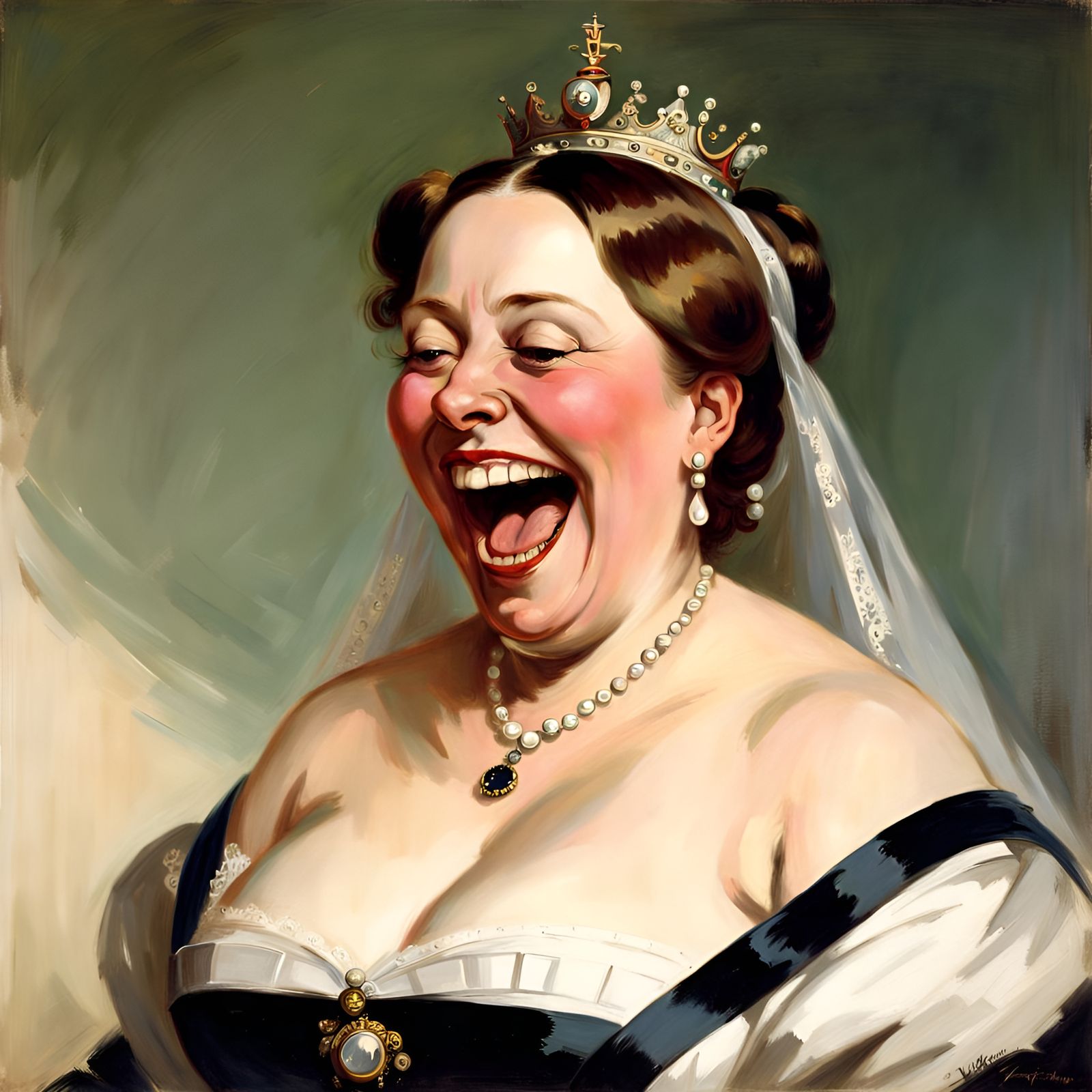 Queen Victoria Laughing, Expressive 19th Century Portrait