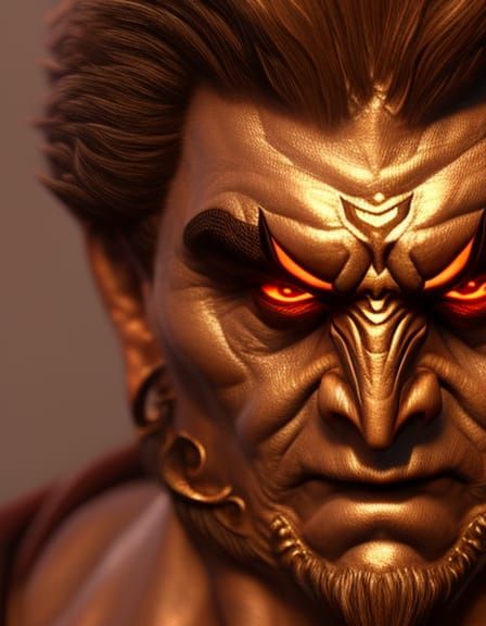 Detailed Demonic Face in Oil Painting Style