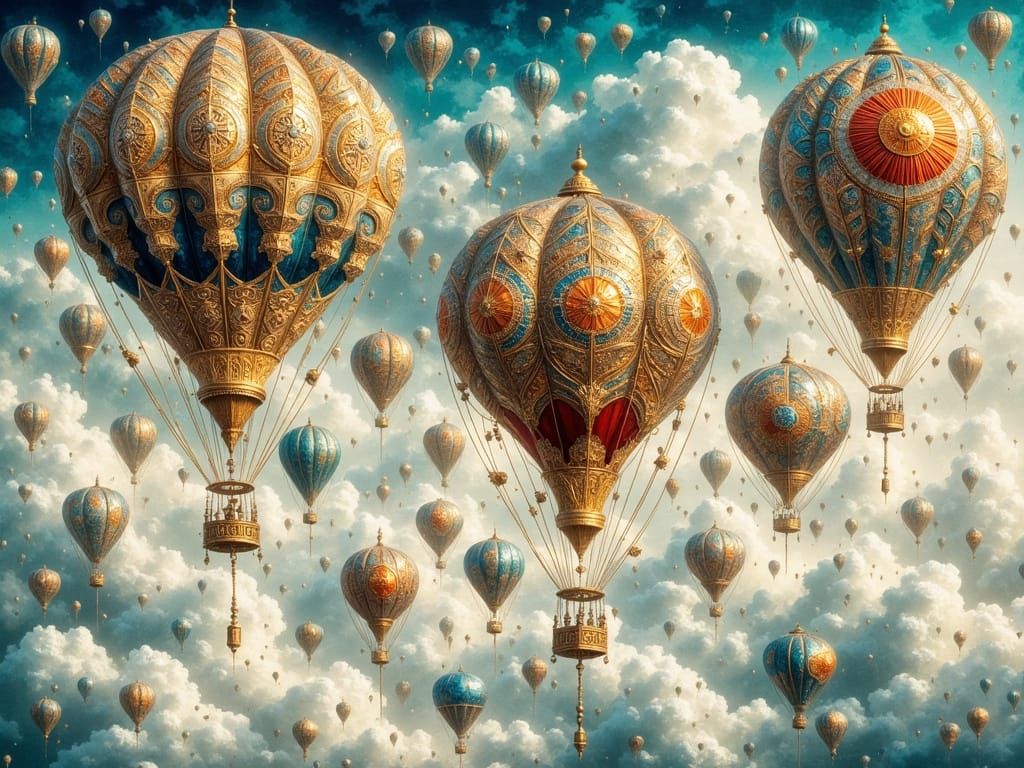 Surreal Hot Air Balloons Soar in Chromolithography Style