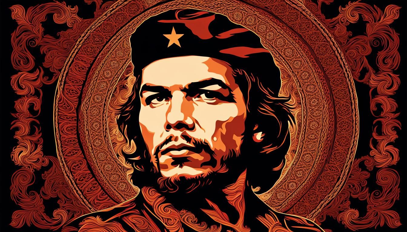 Che Guevara Redware: Psychedelic Art Nouveau Poster