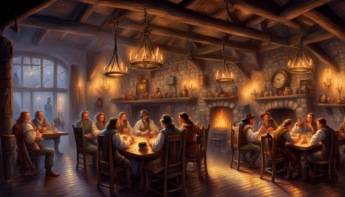 Fantasy Tavern Scene in Ethereal Style