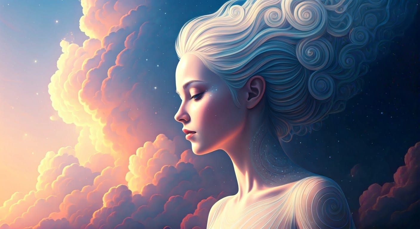 Ethereal Woman Emerging from Dreamscape in Hyperrealism Styl...