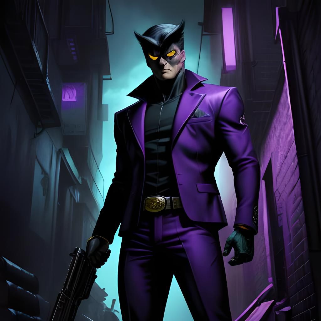 Comic Book Art: Owl Vigilante in Purple Suit