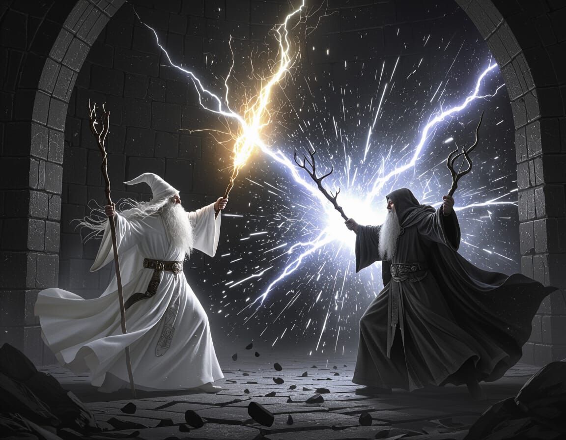 Epic Wizard Battle in Orthanc's Dark Chamber