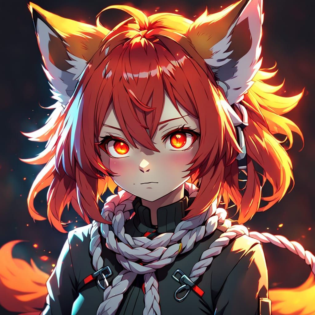 Anime Fox Girl Portrait in Vibrant Digital Art
