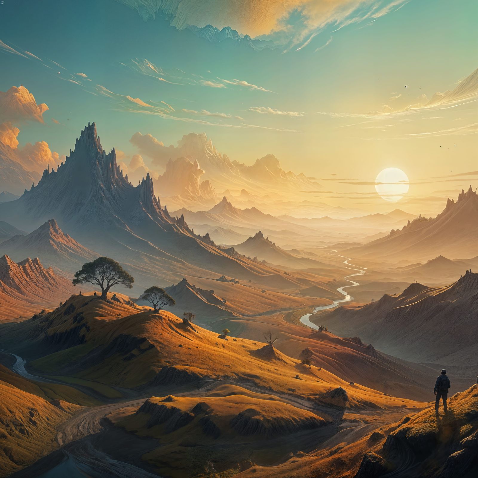 Dreamlike Landscape in Vibrant, Kaleidoscopic Colors