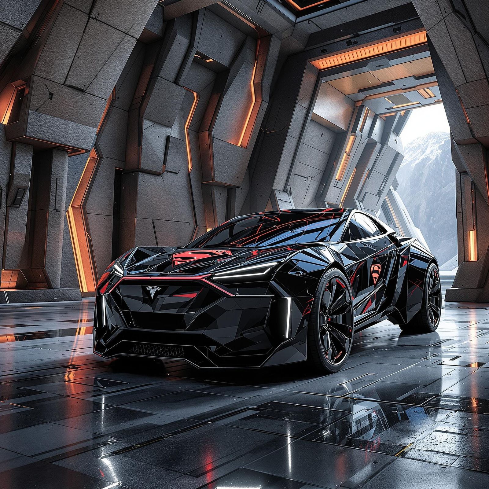 Superman-Inspired Tesla Cyber Truck in Frosty Winter Wonderl...