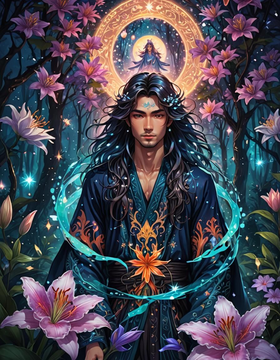 Anime Fairy Portrait in Bioluminescent Forest