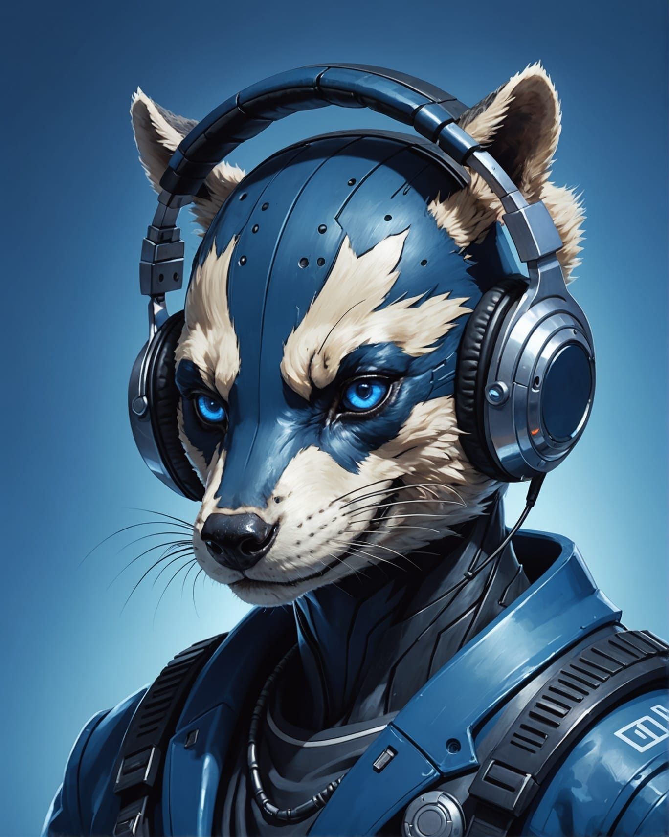 Cyberpunk Badger Portrait as Oil Painting