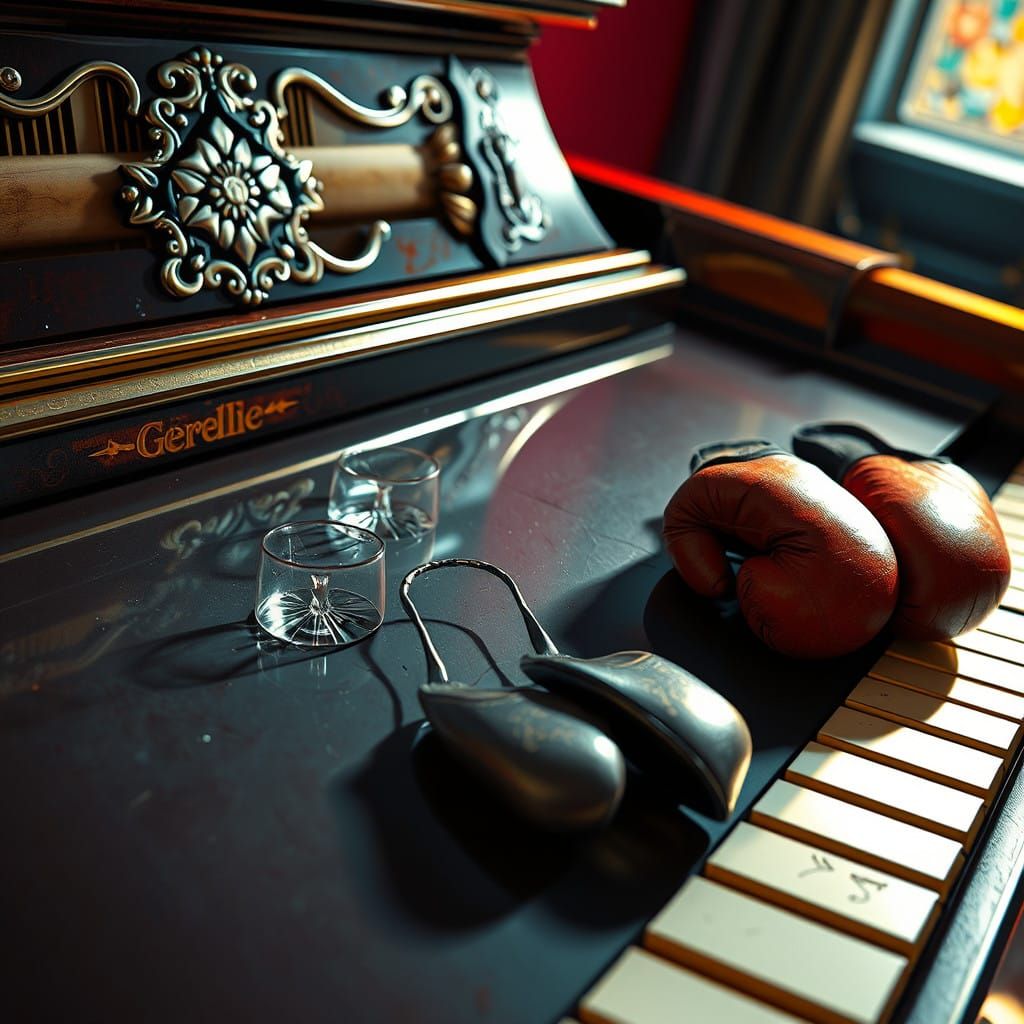 Hyperrealistic Concept Art of a Piano in a Vibrant, Colorful...