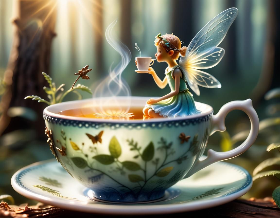 Miniature Fairy Tea Party in Macro