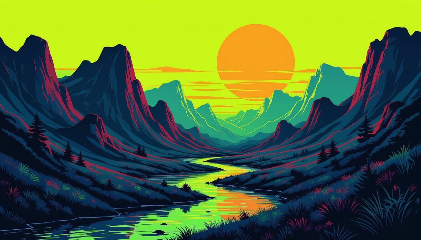 Neon Pointillism: Avant-Garde Synthwave Art