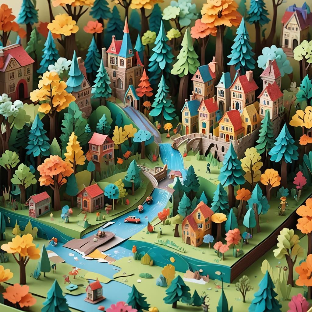 Colorful 3D Pop-Up Book Scenes in 8K