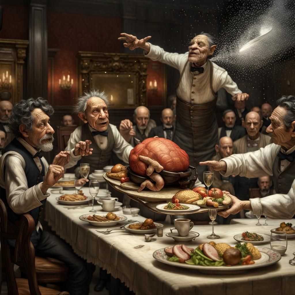 Eldritch Waiter Dinner Special: Hyperreal Digital Art