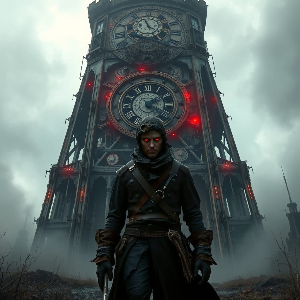 Wasteland Wanderer at Clockwork Tower, Steampunk Style