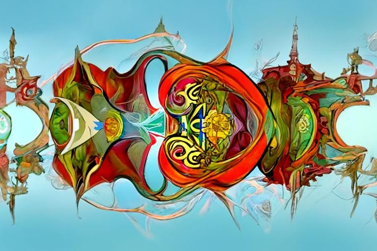 Colorful Fractal Abstract in Art Nouveau Style