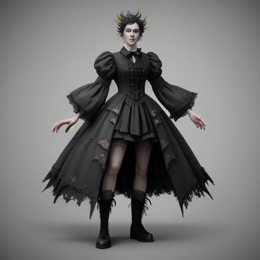 Gothic Whimsical Characters in a Surreal Fantasy Landscape