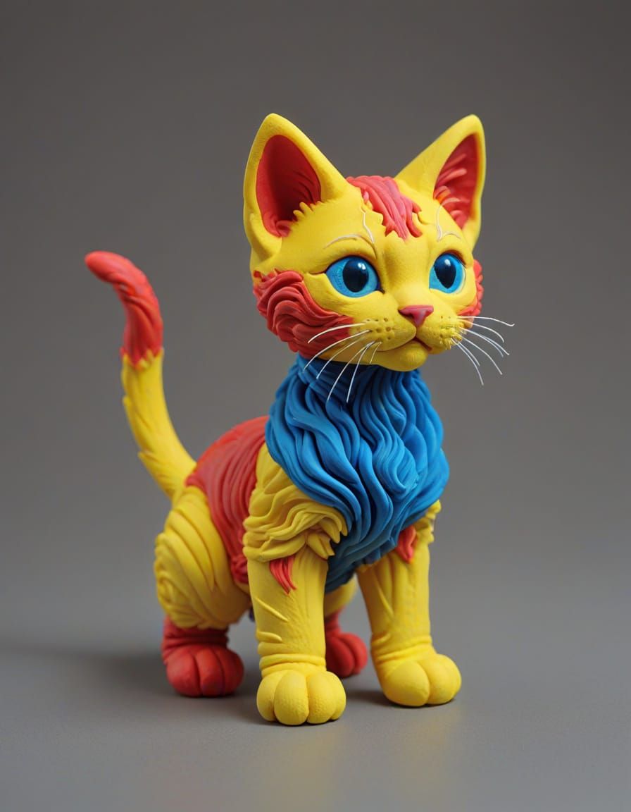 A kitten made of playdough.
