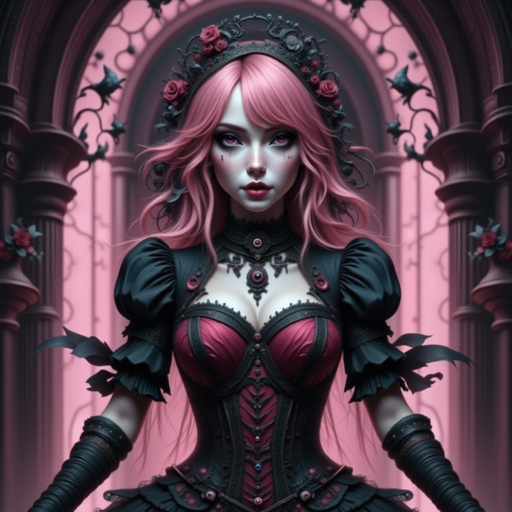 Pink-Eyed Gothic Girl: Psycho Billy Portrait