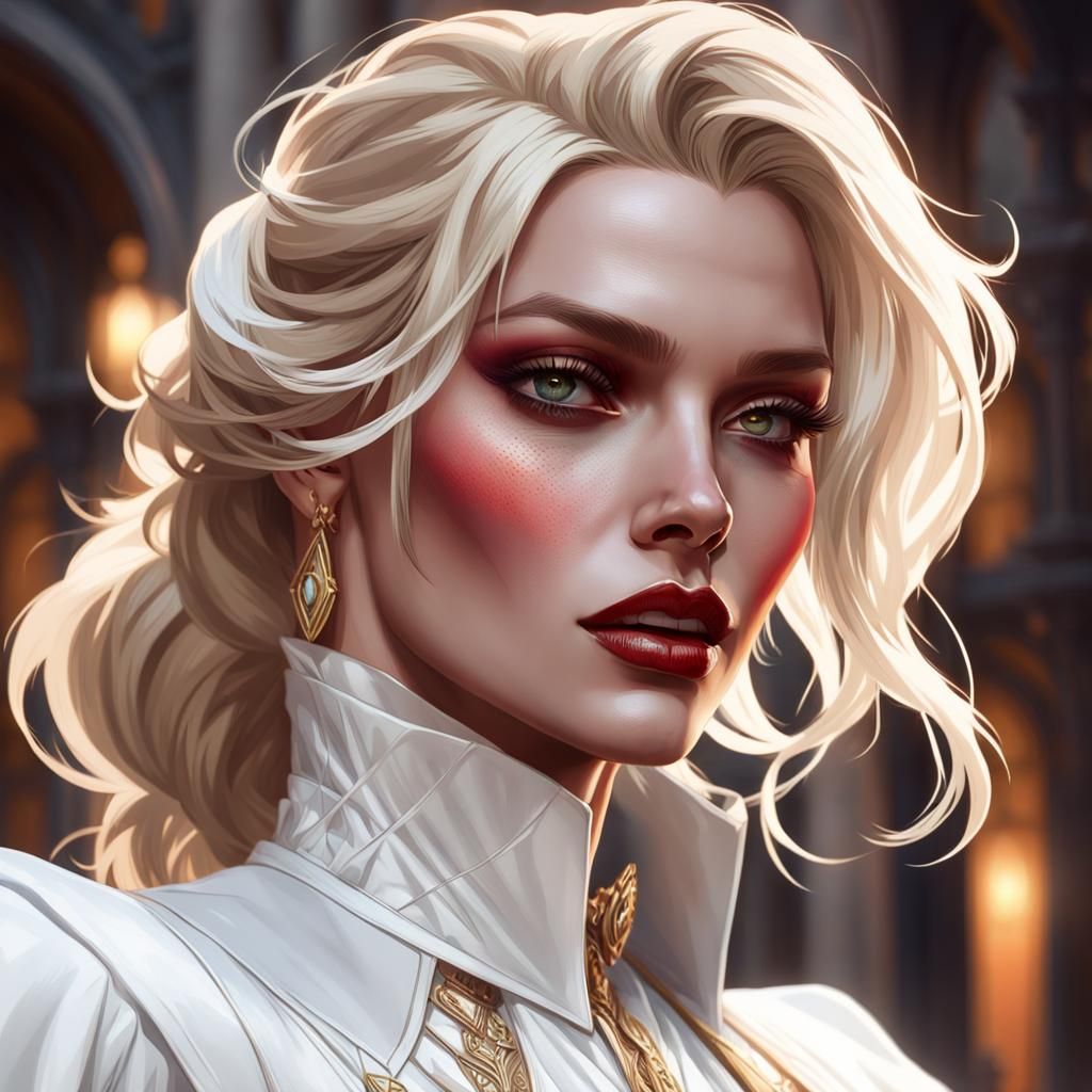 Elegant Vampire Portrait in Art Nouveau Style