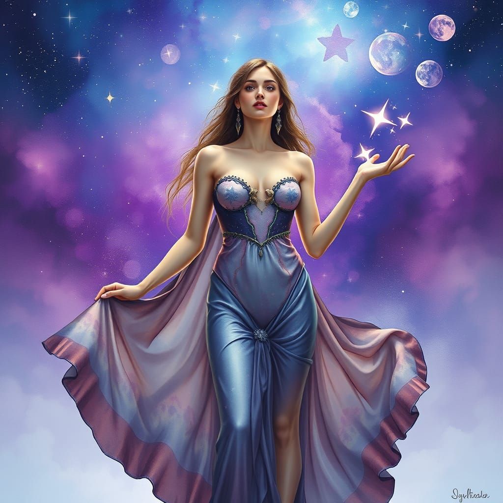 Celestial Goddess in Watercolor Universe