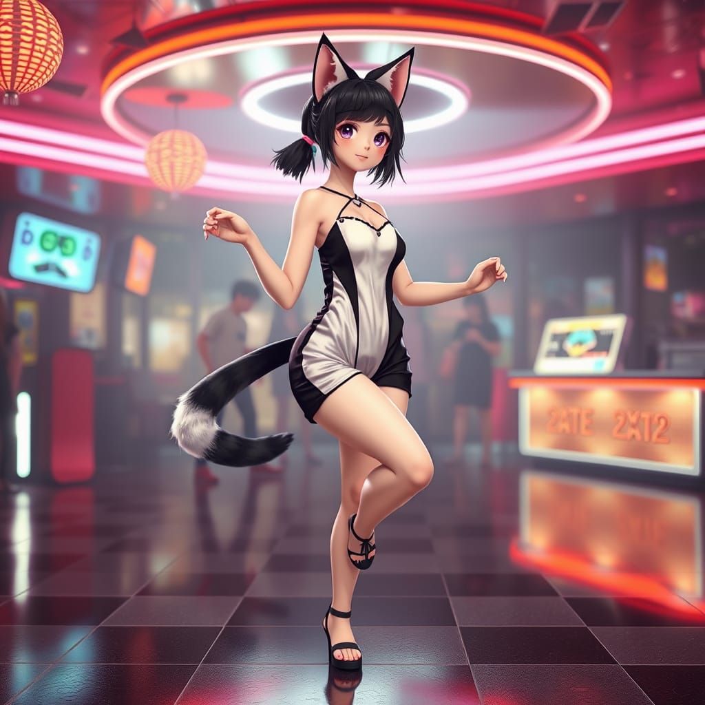 Glamorous Disco Neko in 8K Resolution