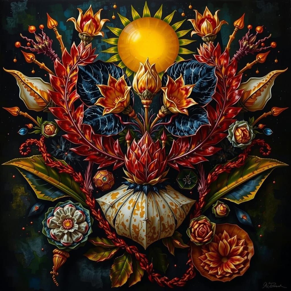 Fractured Flora: A Vibrant Botanical Tapestry