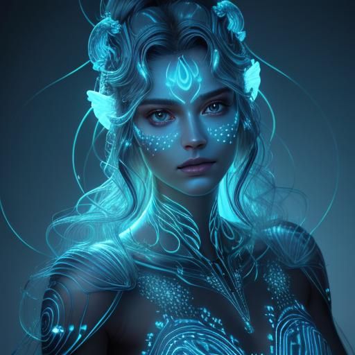 A bioluminescent alien female.