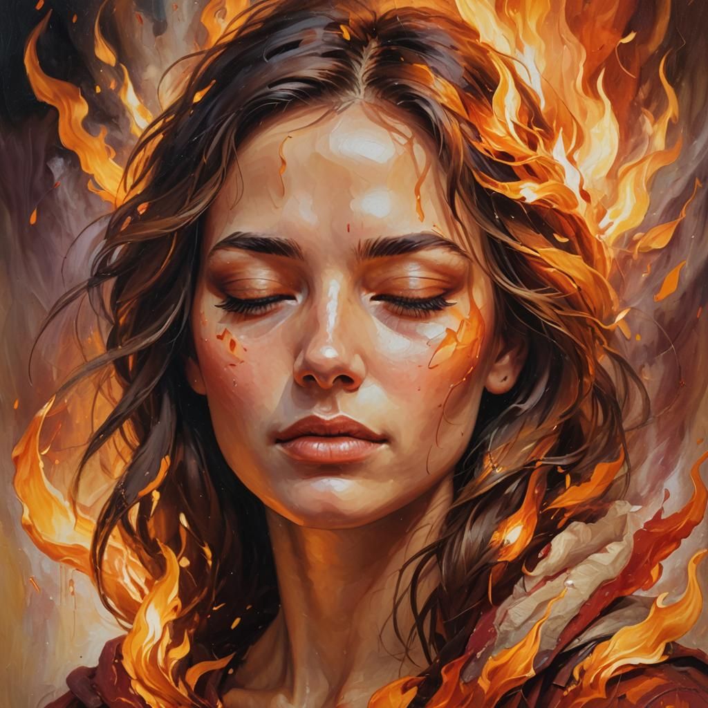 Sizzling Portrait in Vibrant Oil Paintings with Warm Light