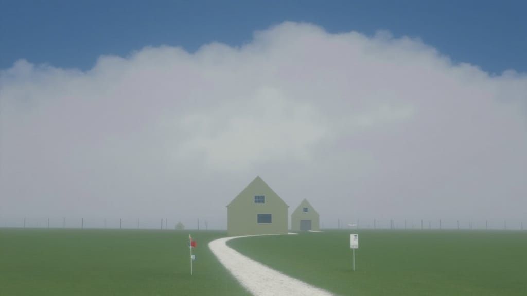 Rural Houses Under Dark Stormy Sky