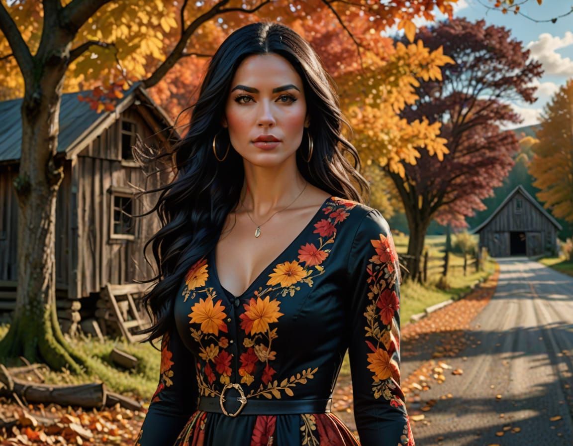 Autumn Portrait of English Woman in Hyperrealistic Style