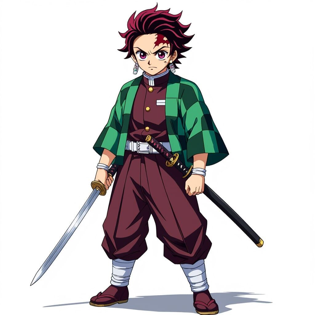 Anime-Style Game Sprite of a Swordsman in Idle Pose