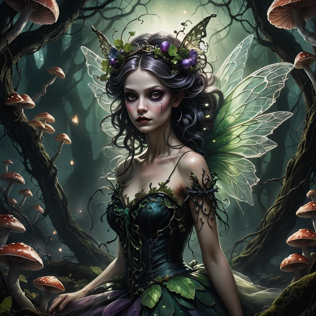 Gothic Sugar Plum Fairy in Dark Underworld