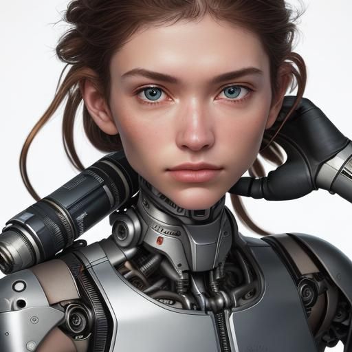 Robotic Girl Under Construction: Hyper-Realistic Digital Por...