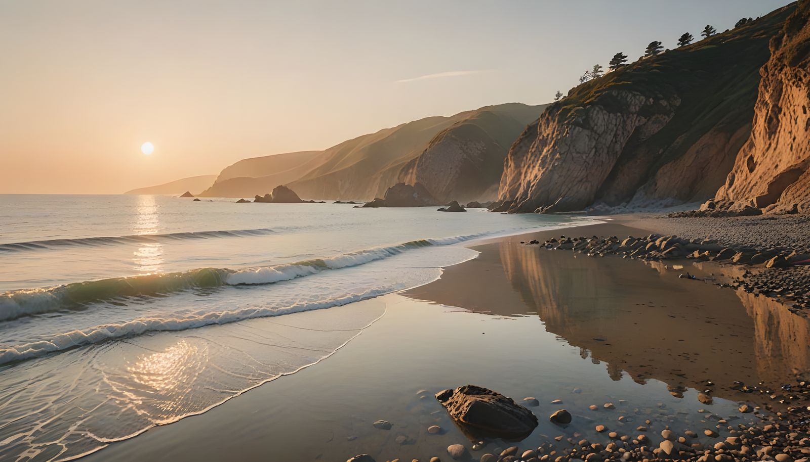 Coastal Cove Sunrise Reflection